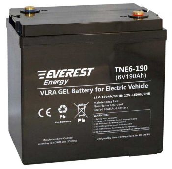 Гелевый аккумулятор Everest TNE 6-190 - необслуживаемая тяговая батарея для поломоечных машин. Купить в Русколумбус